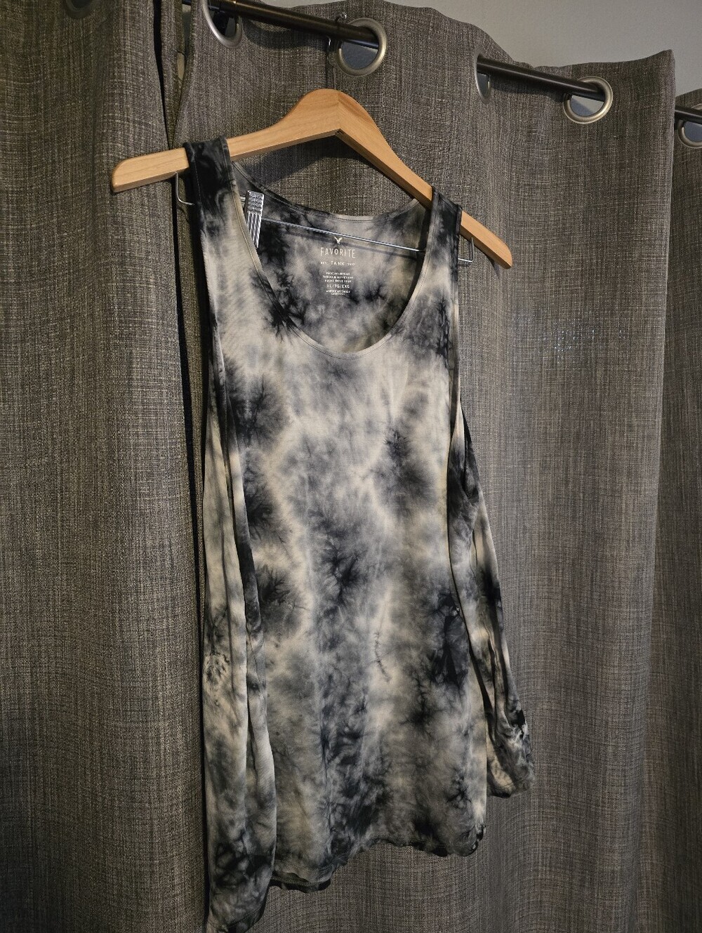 American Eagle Favorite Tank Top Gray Black Tie Dye Soft XL
